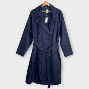 Gap Modern Trench Coat Woman's XL Navy Blue NEW